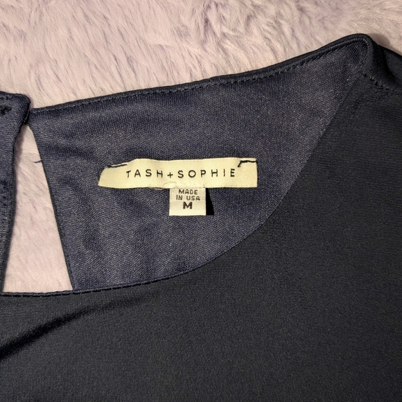 NWOT Elegant High-Low Polka Dot Dress - Navy and White - Picture 3 of 5